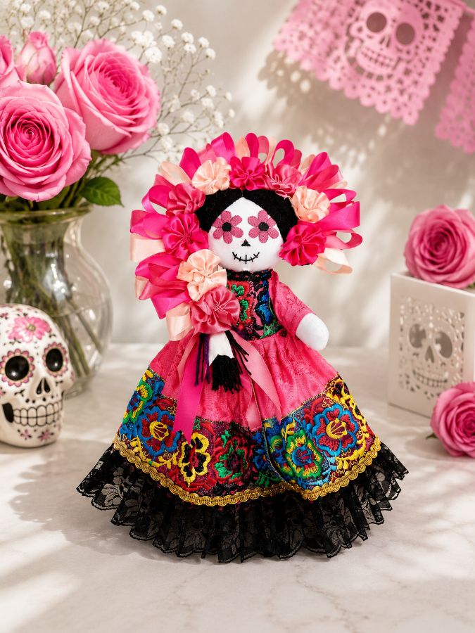 Catrina bordada a  mano